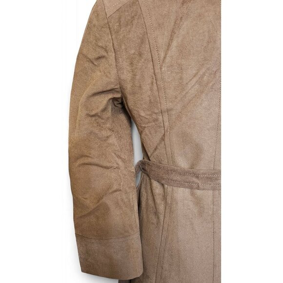 Vintage Mar-Del Mar Del brown long coat button up w/ belt repels rain &stains S - Picture 8 of 13